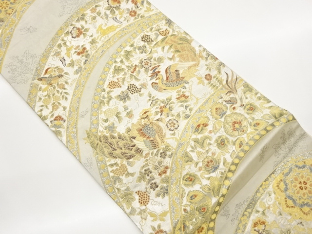 JAPANESE FUKURO OBI / WOVEN FLOWER & BIRD